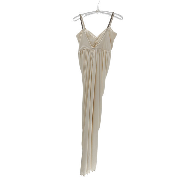 HP Vintage Nicole Gather Ruched Rhinestone Spaghetti Strap Maxi Prom Dress - Picture 3 of 13